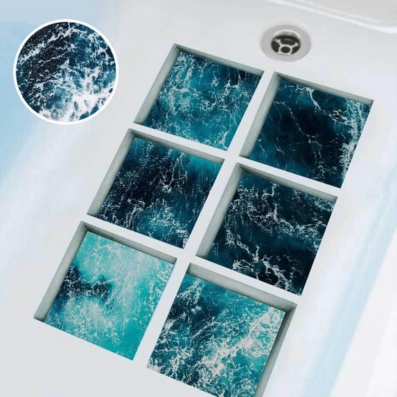 6PCS Strong Adhesive Non Slip Bathtub Stickers Beach Pattern Decals for Tub Shower Floor Safety