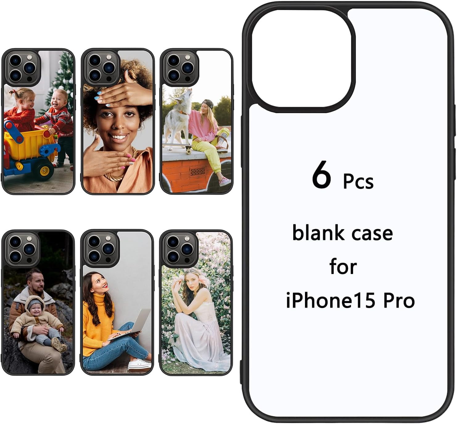 6PCS Sublimation Blanks Phone Case Covers Compatible with iPhone 15 Pro