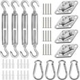 thumbnail image 1 of 6PCS Sun Shade Sail Hardware Kit with 2 Spring Bungee Cord Hooks, 4 Windproof Base Plates & Balls for Outdoor Patio, Garden, Pergola & Roller Blinds D, 1 of 5