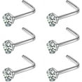 thumbnail image 1 of 6PCS Surgical Steel\\/Titanium Nose Studs for Women Nostril Piercing Jewelry 22g \\/ 20g \\/ 18g, 1 of 4