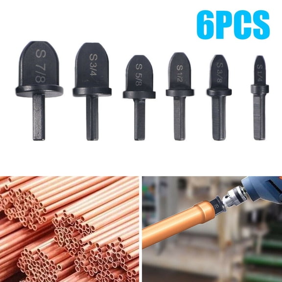6PCS Swaging Tool Set For Air Conditioner Copper Pipe, Bearing Steel Flaring Tube Expander Drill Bit Kit With 1/4" To 7/8" Sizes For HVAC Refrigeration Tubing Work