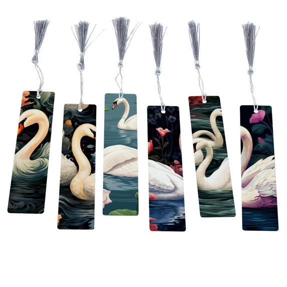 6PCS Swan Retro Bookmark with Tassels for Book Lovers, Writers, Readers, Children, Teens, Men, Women, Adults