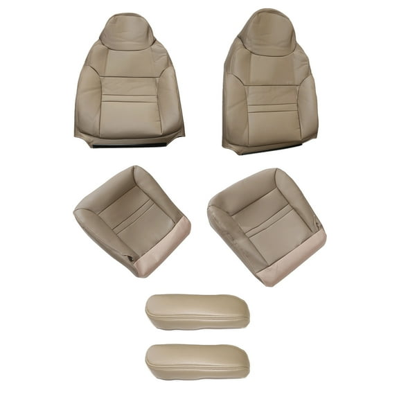 6PCS Tan Microfiber Leather Seat Cover Set for Ford Excursion Limited XLT Soft and Breathable, Enhances Automotive Interiors