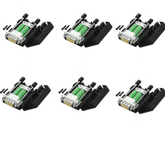 6PCS Thick DB9 9Pin Male Serial Connector with Screw & Tail Boot, RS232 DB9 Breakout Plug for PLC, Barcode Machine & Industrial Equipment