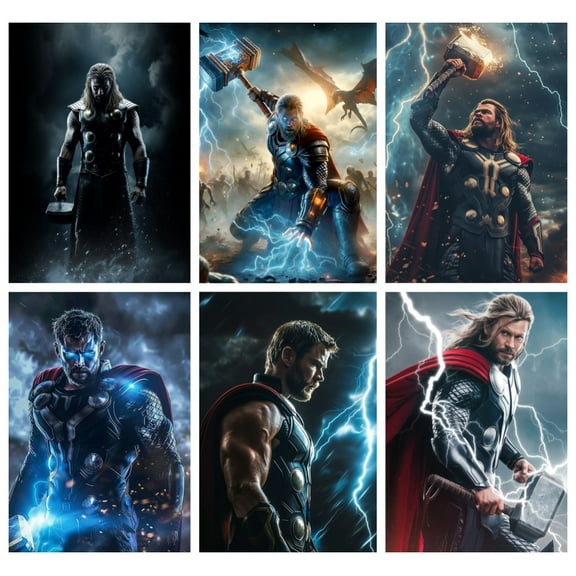 6PCS Thor Theme Bedroom Wall Decoration Posters (8X10 in) Unframed