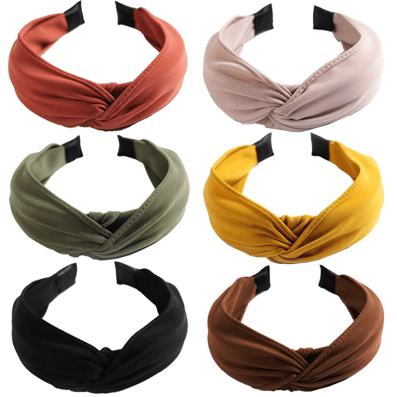 6PCS Top Knot Headband for Women Wide Knotted Headbands Twist Turban Headwrap Elastic Hair Band Fashion Hair Accessories,shape1