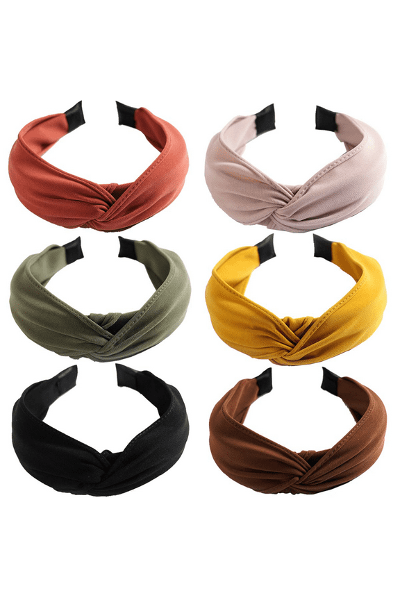 6PCS Top Knot Headband for Women Wide Knotted Headbands Twist Turban Headwrap Elastic Hair Band Fashion Hair Accessories,shape1