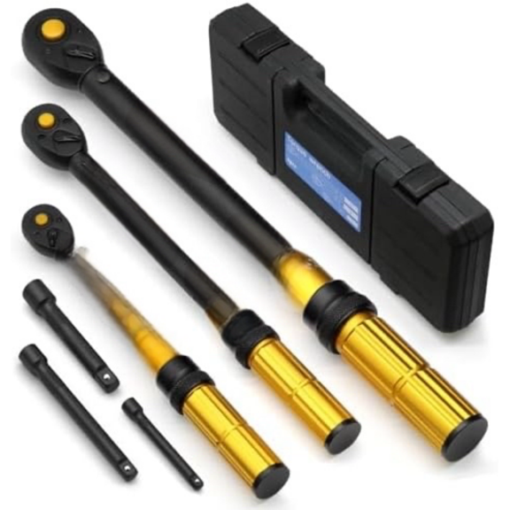 6PCS Torque Wrench Set - 1/4 & 3/8 & 1/2-Inch Drive Click Torque Wrenches - 3% Accuracy Dual-Scales 72 Teeth Dual-Direction Adjustable Torque Wrench for Bicycle, Motorcycle, Car Maintenance$$