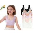 thumbnail image 1 of 6PCS Training Bras for Girls Seamless Cotton Stretch, Cami Crop Bralette with Striped Sports Vest, Soft Breathable for Tweens, 1 of 5
