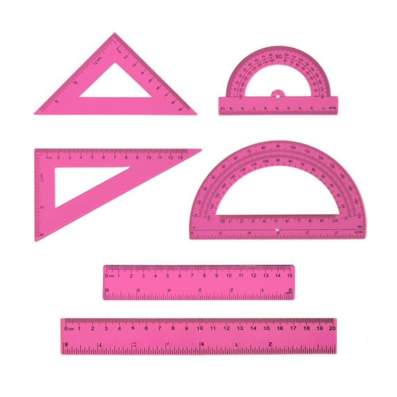 6PCS Transparent Math Set Plastic Rulers Set Protractors Triangle Measuring Tool