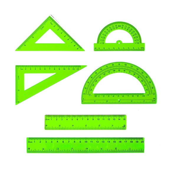 6PCS Transparent Math Set Plastic Rulers Set Protractors Triangle Measuring Tool