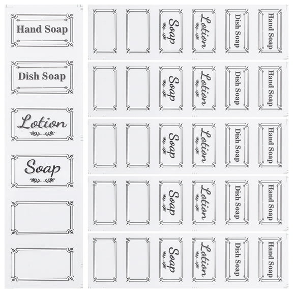 6PCS Transparent Waterproof Soap Bottle Labels Removable Hand Soap Decals for Kitchen Bathroom
