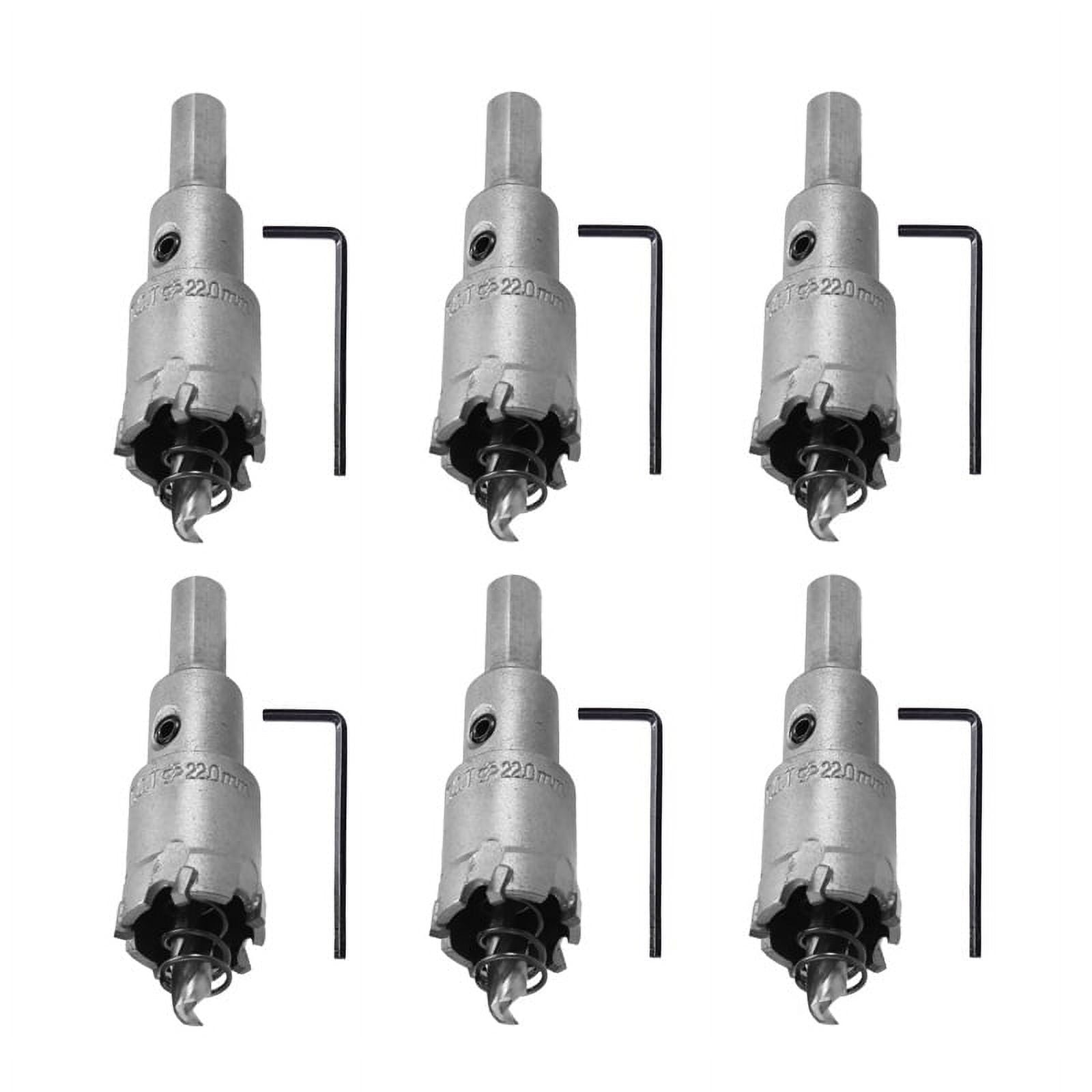 6PCS  Carbide Hole Saw Stainless Steel/Metal Hole Opener Expandable Drill Bit Set 22mm