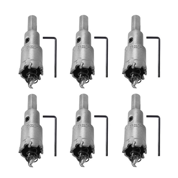 6PCS  Carbide Hole Saw Stainless Steel/Metal Hole Opener Expandable Drill Bit Set 22mm