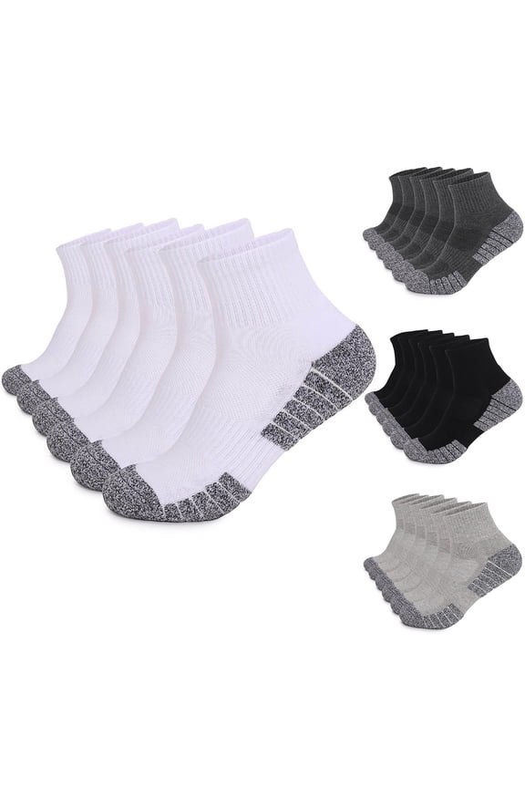 6PCS Unisex Cotton Mid Calf Hiking Socks, Breathable Sweat Control, Standard Thickness Casual Athletic Socks, Multi Scene Outdoor Socks Spring Summer | TruHer,Black L