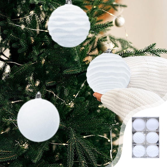 6PCS Velvet Christmas Balls Ornaments, 3.15" Flocked Christmas Tree Ball Hanging Ornaments, Shatterproof Xmas Bulbs Decorations Set, for Holiday Wedding Party Home Decor
