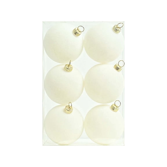 6PCS Velvet Christmas Ornaments Set - 2.36" Flocked Xmas Balls, Neutral Holiday Decor for Tree, Wedding & Party