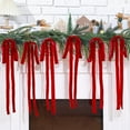 thumbnail image 1 of 6PCS Velvet Christmas Swag Bow, 23.6x15.7" Village Large Velvet Christmas Staircase Wreath Bows, Vintage Christmas Tree DIY Decorations, Festive Flower Wreath Decor for Holiday Party Home, 1 of 6