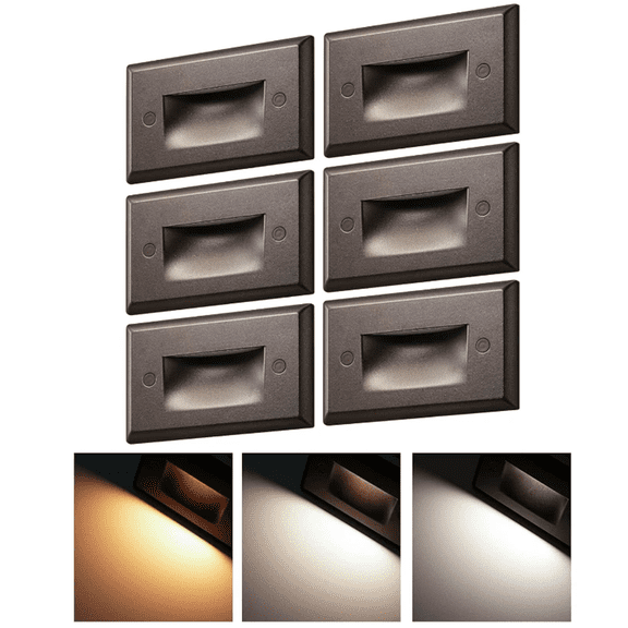 6PCS Waterproof Solar Step Lights, 2700k -5000K, IP65 Waterproof, for Outdoor Stairs Yard Patio Garden