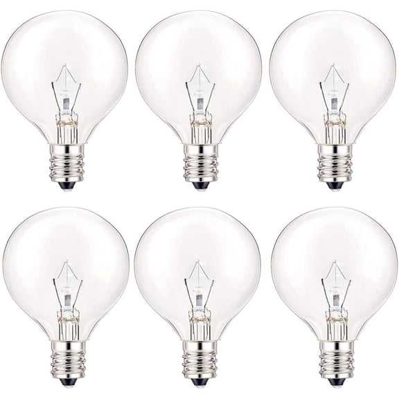 6PCS Wax Warmer Bulbs, G50 25 Watt Light Bulbs for Full Size Scentsy Warmers, E12 Base G16.5 Globe Clear scentsy Bulb for Candle Wax Warmer, Long Lifespan
