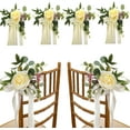 thumbnail image 1 of 6PCS Wedding Aisle Chair Decorations Pew Flowers, Rose Floral Wedding Chair Back Flowers with Leaves and Ribbons, Church Chair Bench Pew Flowers for Wedding Ceremony Decor, 1 of 9