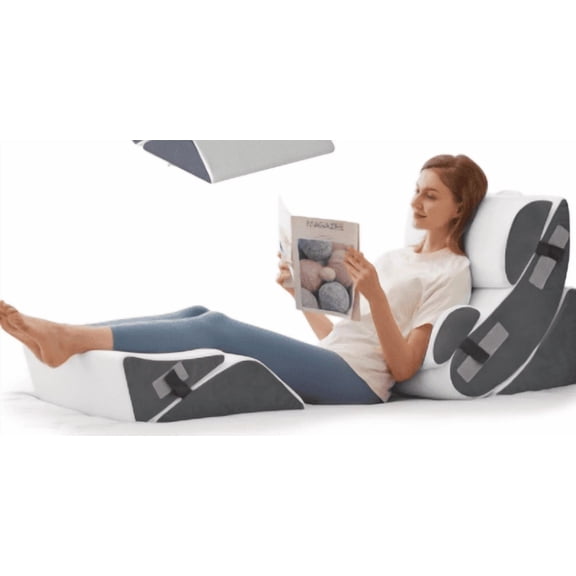 6PCS Wedge Pillow Set for After Surgery, Orthopedic Bed Wedge Pillow for Headboard, Memory Foam Back Pillow for Bed Sitting Up, Sit Up Pillow for Acid Reflux Relief, GERD, Anti Snoring (White)