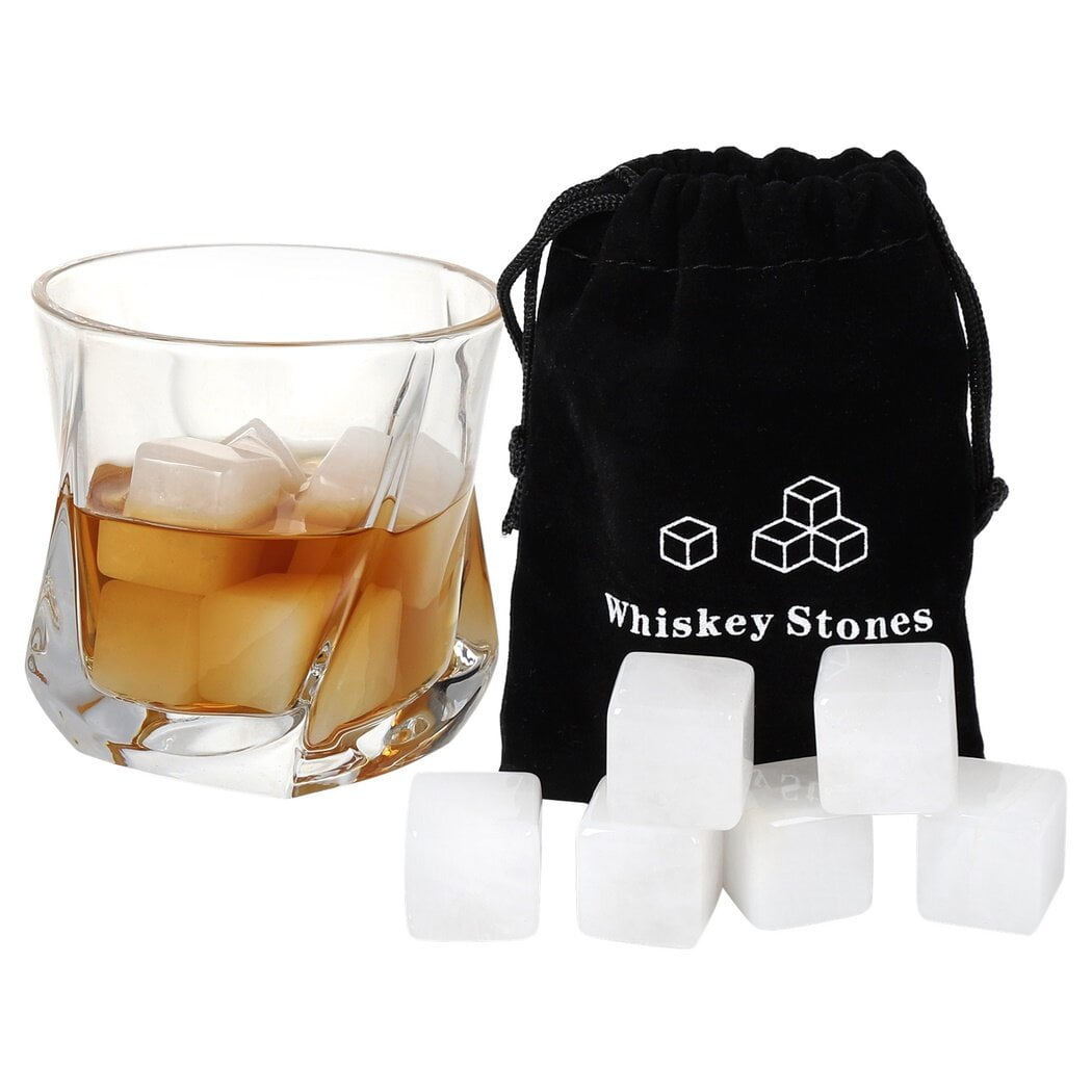 6PCS Whiskey Stones, Chilling Stones with Velvet Pouch