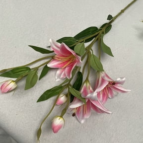 6 Heads Pink Calla Lily Artificial Flowers, 31.5" Lifelike Large Real Touch Fake Lily Silk Flowers with Long Stems, Faux Lilies Bouquets for Tall Vase Wedding Dining Table Centerpieces Kitchen Home