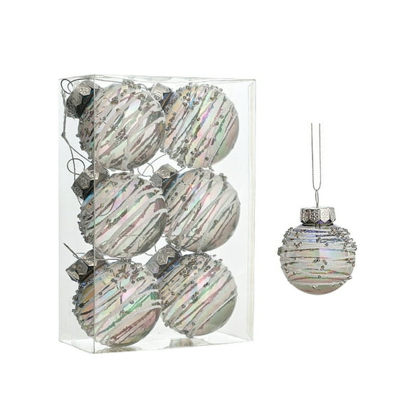 6PCS White Christmas Ball Ornaments - 3.14" Shatterproof Xmas Tree Decorations for Holiday & Party Decor