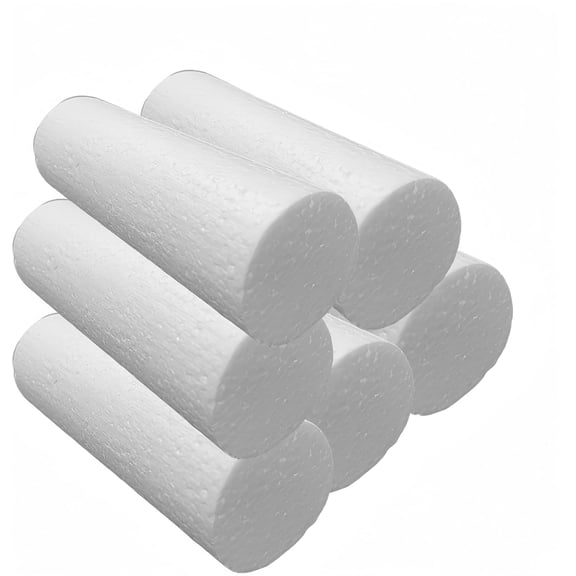 6PCS White Foam Columns 6 Inch Crafts Foam Tubes Rods Polystyrene Cylinders for Modeling Christmas DIY Crafts Arts School Ornament
