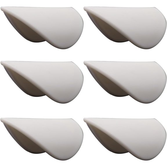6PCS White Self-Stick Instant Cabinet Handle Pulls Drawer Pull Helper Cabinet Knobs Without Drilling Semi-Circular Vanity Handles for Glass Windows Wardrobes Peel Stick Knob Drill Free