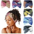 thumbnail image 1 of 6PCS Wide Boho Headbands Tie Dyed Head Bands Thick Head Wraps Large Turban Headbands Elastic Hair Scarf for Women, 1 of 6