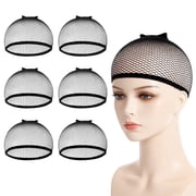 MORGLES 6 Pack Mesh Wig Caps, Breathable No-Slip Stretch Wig Caps for Braids, Curly & Long Hair, Black