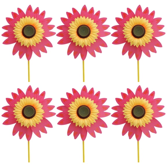 6PCS Windmills Sun Flower Pinwheel Rotation Windmill Wedding Ornament Kids Outdoor Toy Kindergarten Lawns Garden Decors