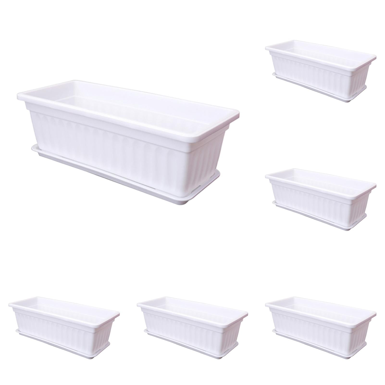 6PCS Window Box Planter with Drainage Holes Tray Indoor/Outdoor Flower Pot for Plants,Vegetables Herbs Decorative Garden Planter Box for Windowsill,Patio,Balcony Porch Decor(16.93*7.48*5.51Inch)