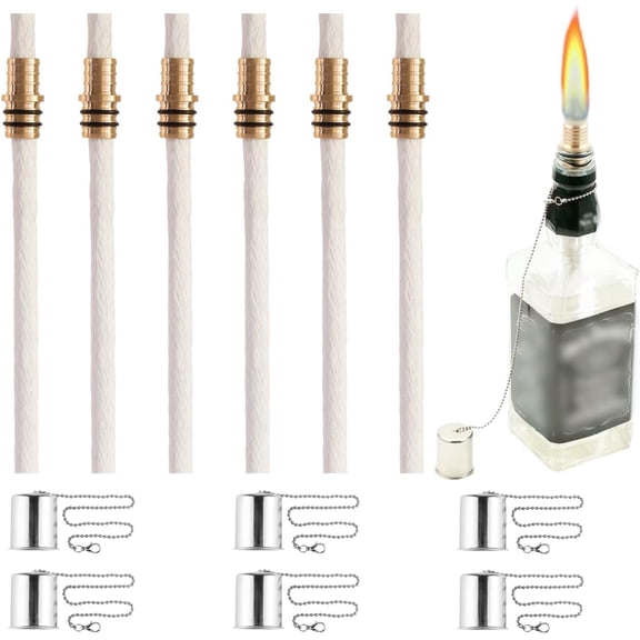 6PCS Wine Bottle Torch Wicks, Torch Light,Outdoor Torches,Table Torch,Citronella Torch,Garden Torch,Patio Torches,Citronella Torches(Bottle not Included)
