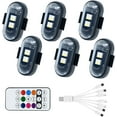 thumbnail image 1 of 6PCS Wireless LED Lights for car，with Remote Control, high Brightness Wireless led Strobe Light 8 Colors USB Charge IP65 Waterproof Anti-Collision for Car Motorcycle Aircraft Bike (6), 1 of 7