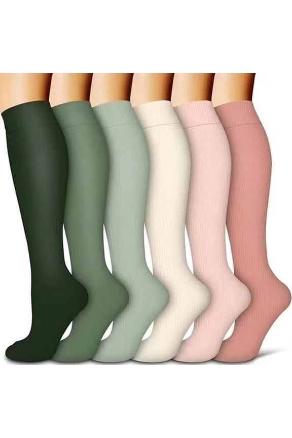 6PCS Women's Knee High Compression Socks, Flexible Non Restrictive Fit, Muscle Recovery Support Stockings, Hand Washable Sports Socks for Joggers Athletes Long | TruHer,Black L