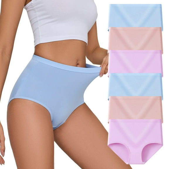 Womens Underwear Pack,C Section High Waisted Tummy Control Moisture-Wicking Brief Underwear,plus size Panties 6Packs
