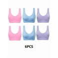thumbnail image 1 of 6PCS Women's seamless sports bra without steel ring vest bra gathering yoga fitness short top, 1 of 4