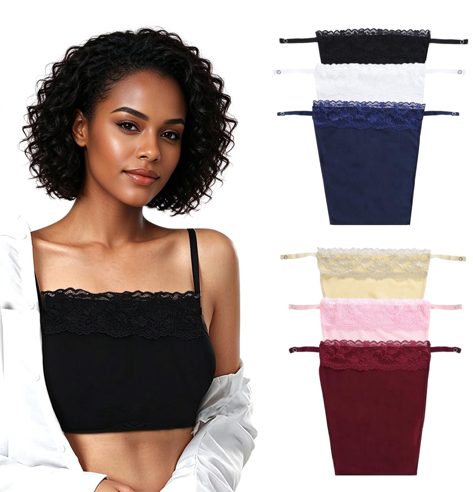 6PCS Modesty Panels Clip-on Lace Mock Camisole for Women, Bra Insert ...