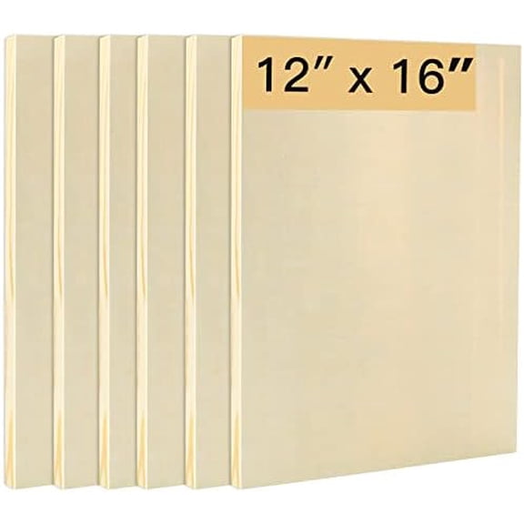 6PCS Wood Panels for Painting, 12 x 16 Inch Craft Wood Canvas Panel Boards Unfinished Wooden Painting Pouring Panel Board for Arts & Crafts, 3/4 Inch Deep