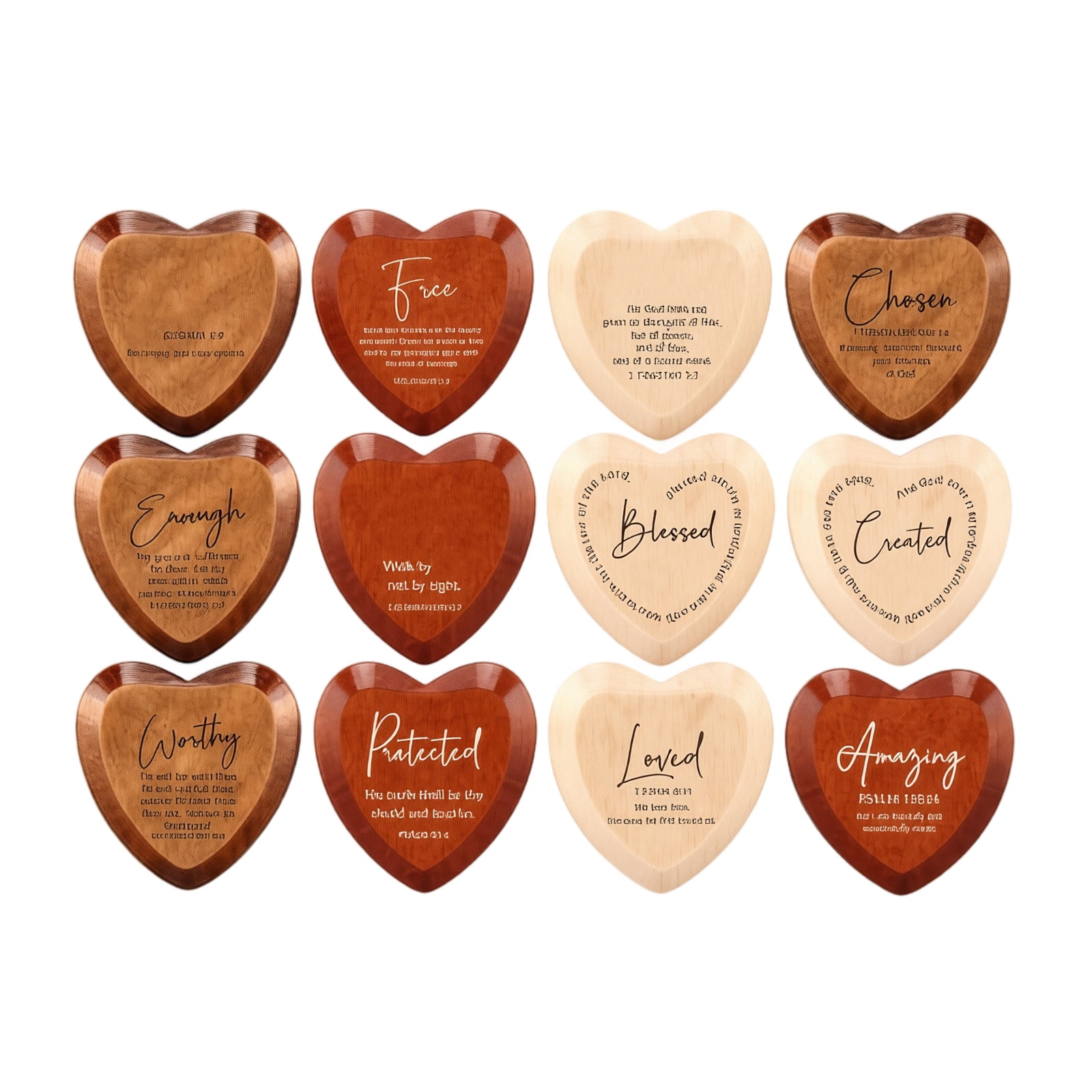 6PCS Wooden Heart Pocket Hug Token, Engraved Inspirational Scripture ...