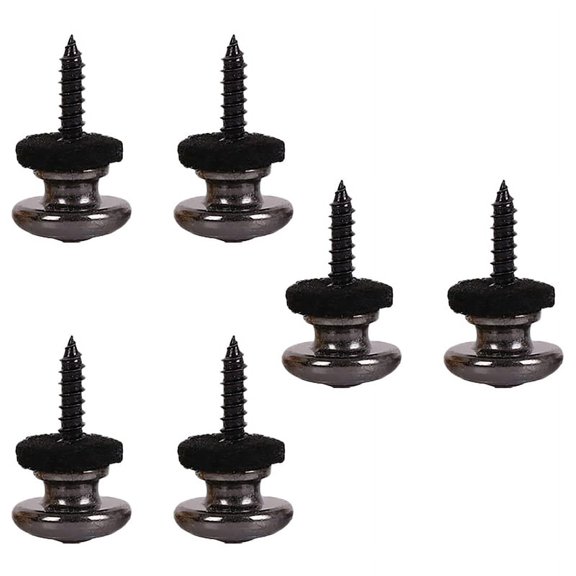 6PCS Wool Copper Guitar Strap Lock Locking Pegs Pins Mushroom Shape End Button Black