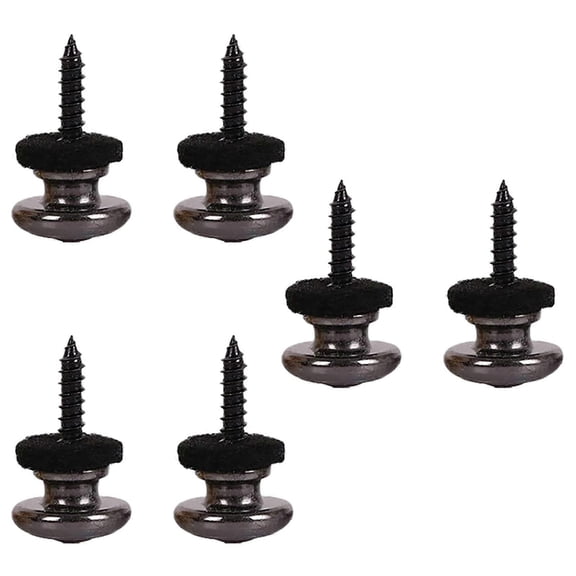 6PCS Wool Copper Guitar Strap Lock Locking Pegs Pins Mushroom Shape End Button Black