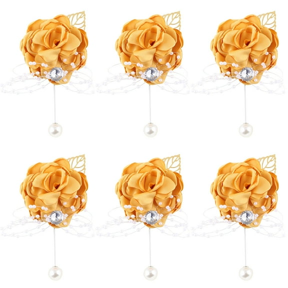 6PCS Wrist Corsage Rose Bridesmaid Wedding Flowers Prom Corsage And Boutonniere Set for Wedding Party Prom Groom Bridal