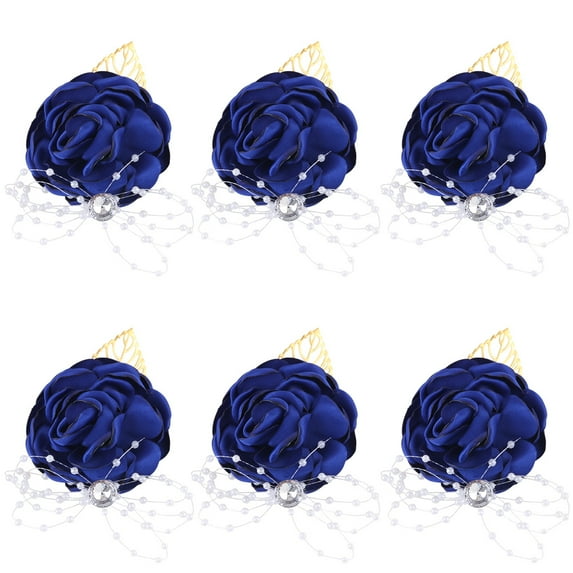 6PCS Wrist Corsage Rose Bridesmaid Wedding Flowers Prom Corsage And Boutonniere Set for Wedding Party Prom Groom Bridal