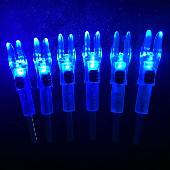 6PCS X Lighted Nocks for Arrows with .204 .233 .244 .246 Inside Diameter with H, S, GT Bushings High-Visibility LED Arrow Nocks, ON/Off Switch Included