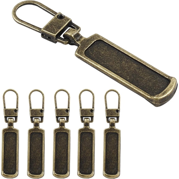 6PCS Zipper Pull Replacement, Upgraded Zipper Tags Cord Pulls for Purse Jacket Backpack Boots Coat Suitcase Jeans Luggage Dresses, Universal Zipper Slider Handle Mend Kit, (Bronze)