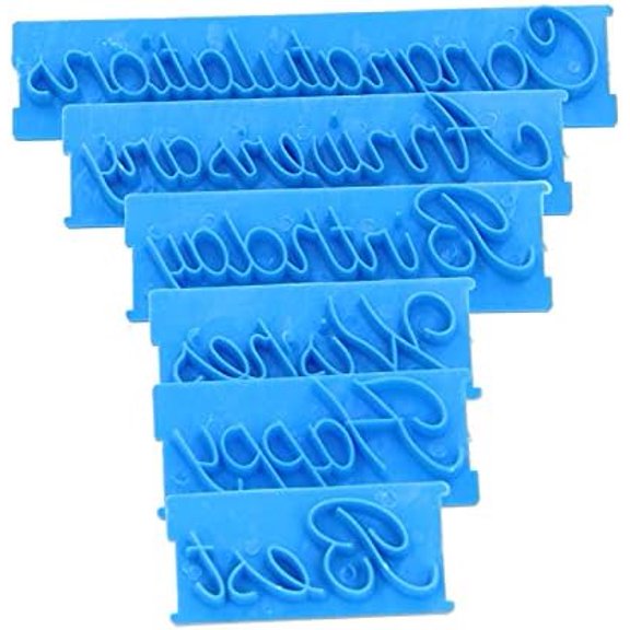 6PCS cAKE wORDS sTAMP, hAPPY bIRTHDAY bEST wISHES cONGRATUATION aNNIVERSARY hANDWRITTEN lETTER cUTTER sET FOR diy cAKE cOOKIES pASTRY, pRINTED sTAMP bAKERY sUPPLIES FOR cAKE